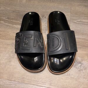 Fendi Black Slide Sandals